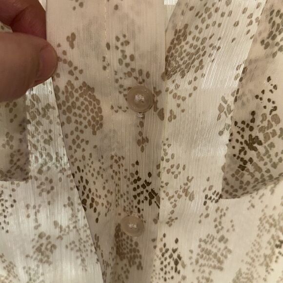 &me 14 Python Snake Print V Neck Button Down Sheer Career Blouse - Picture 8 of 10